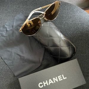Chanel aviator sunglasses - gold lenses